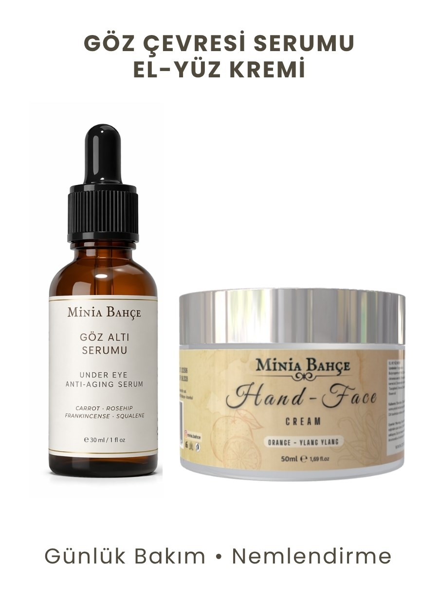 Göz Çevresi & Cilt Bakım Seti (30 ml + 50 ml) - %100 Doğal Serum ve El & Yüz Kremi