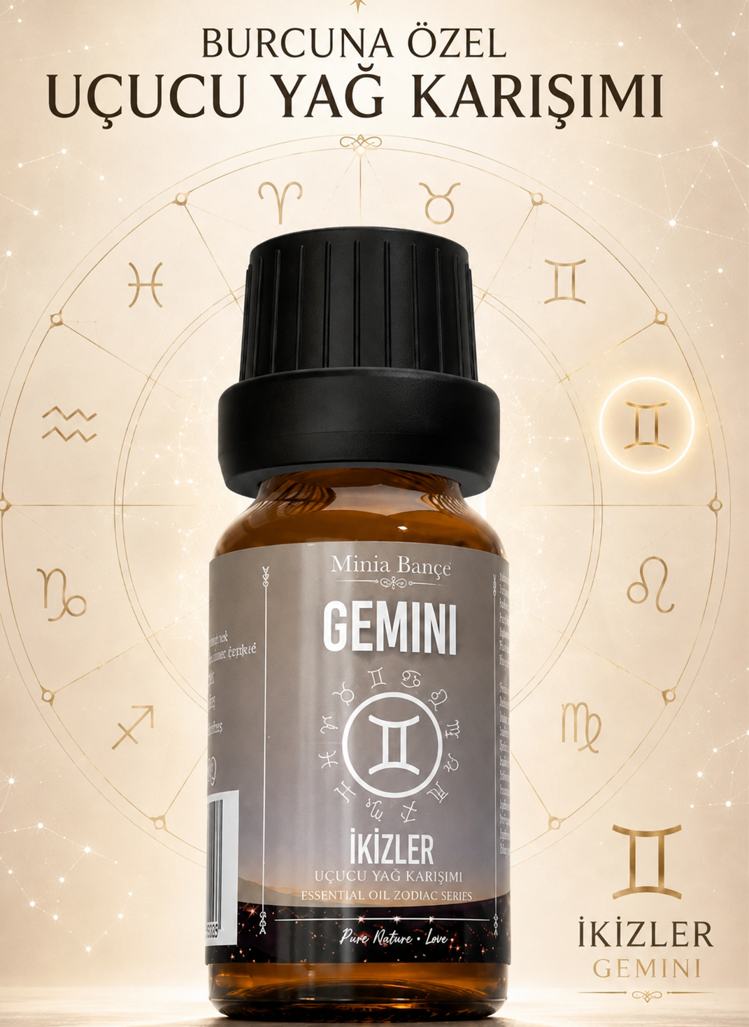 İkizler Burcu Uçucu Yağ Karışımı – Bergamot, Niaouli, Lavanta, Akgünlük ve Limon Uçucu Yağları, 10 ml