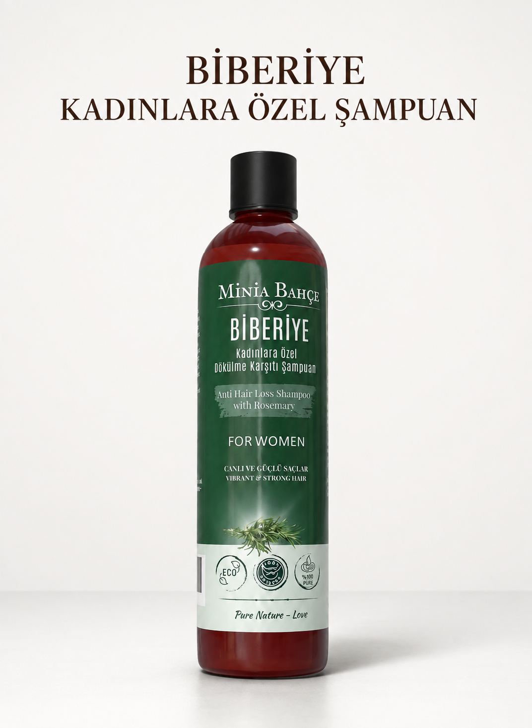 Kadınlara Özel Doğal Şampuan – Biberiye & Bitkisel Özler | Dökülme Karşıtı ve Saç Güçlendirici – 400 ml