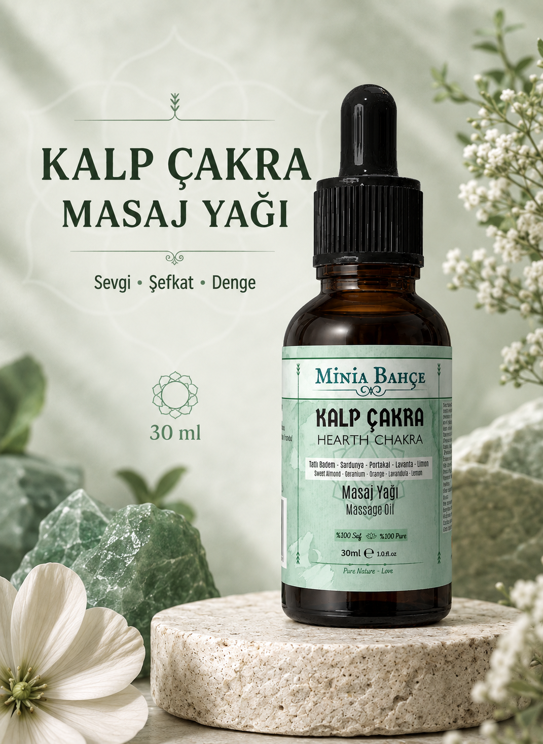Kalp Çakra Masaj Yağı - Hearth Chakra Oil, 30ml | %100 Saf ve Doğal