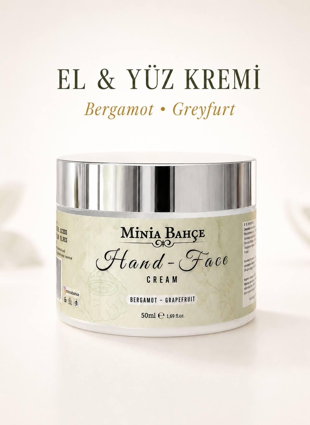 Minia Bahçe Greyfurt & Bergamot El ve Yüz Kremi - Koruyucu ve Besleyici Bakım 50ml