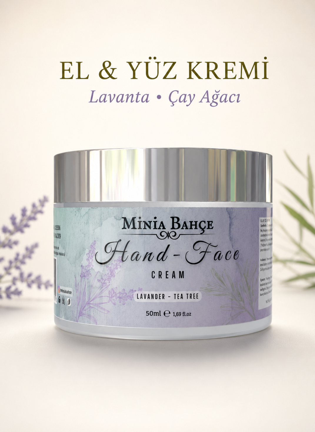 Minia Bahçe Lavanta & Çay Ağacı El ve Yüz Kremi - Koruyucu ve Besleyici Bakım 50ml