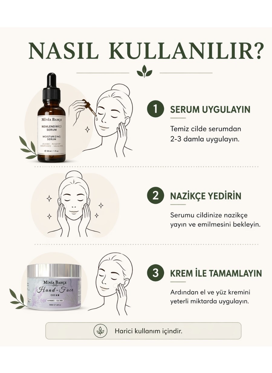 Nemlendirici Bakım Seti - Serum + El & Yüz Kremi | %100 Doğal Günlük Bakım