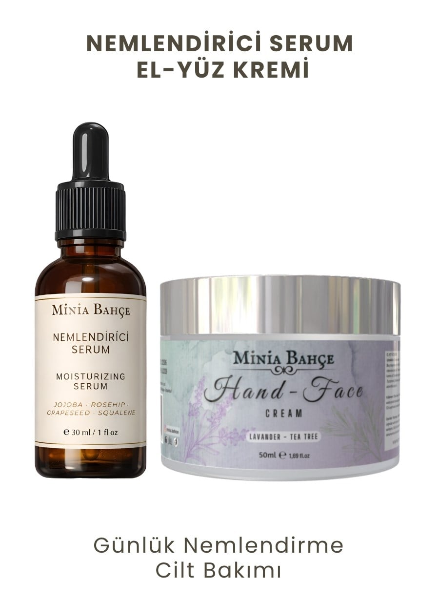 Nemlendirici Bakım Seti - Serum + El & Yüz Kremi | %100 Doğal Günlük Bakım