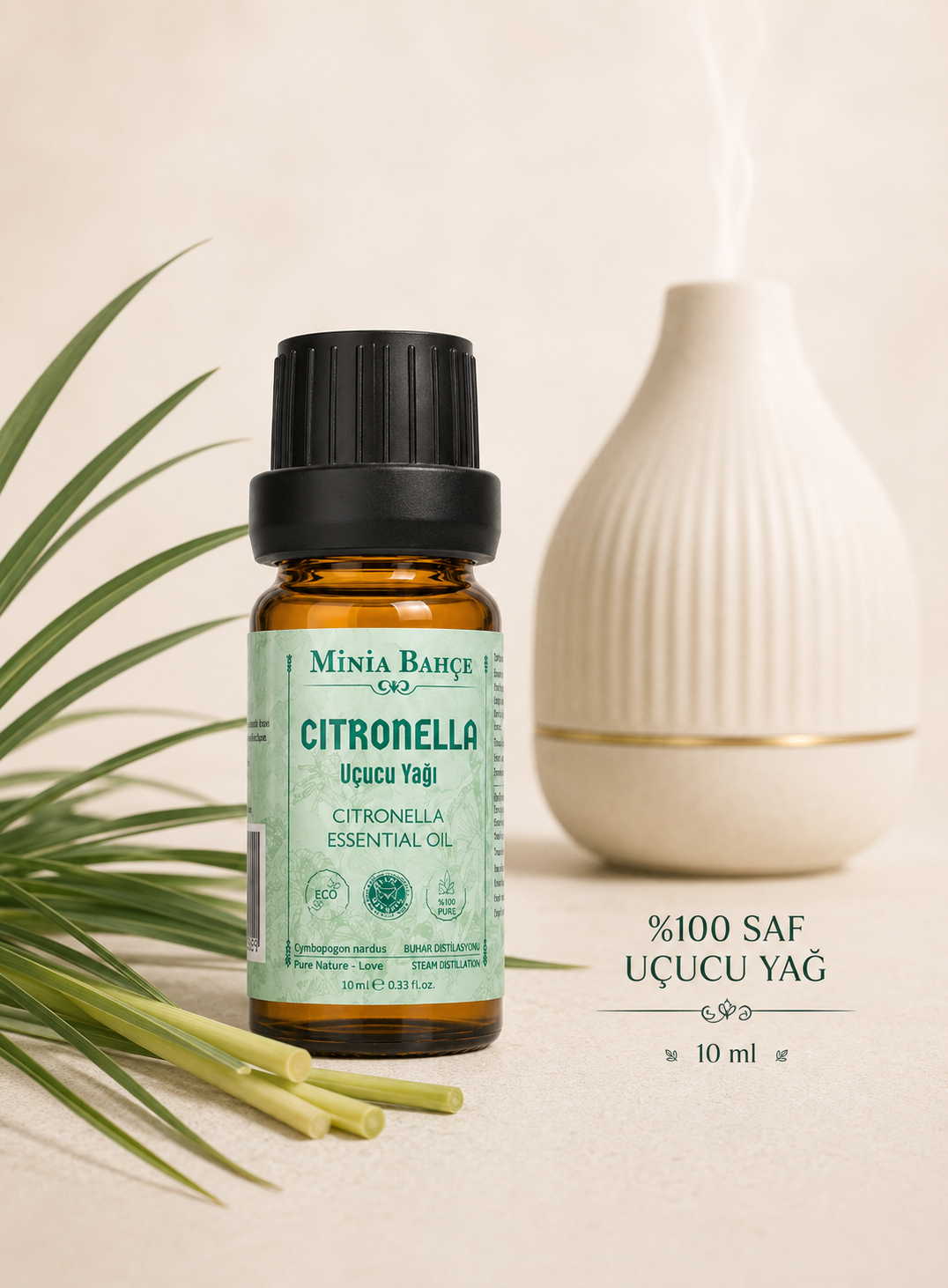 Citronella Uçucu Yağı – 10 ml | Saf ve Katkısız Bitkisel Uçucu Yağ