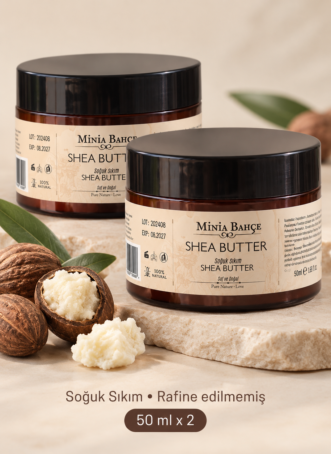 Soğuk Sıkım Shea Butter (Karite) Yağı %100 Doğal & Saf - 50ml x 2