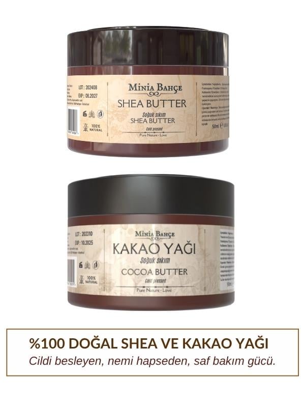 Soğuk Sıkım Shea Butter Ve Kakao Yağı, %100 Doğal & Saf, 50ml