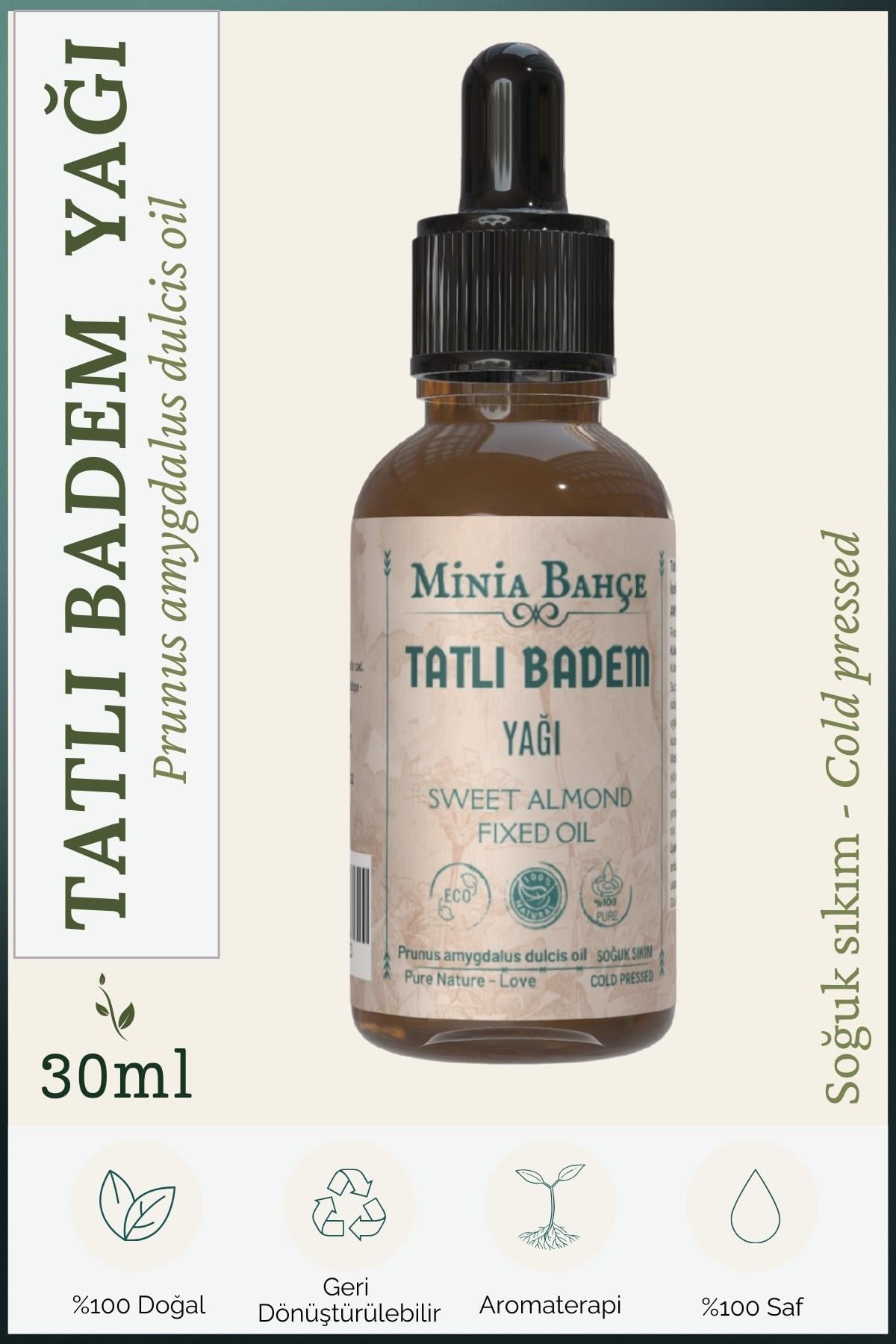 Tatlı Badem Yağı , %100 Doğal, 30ml