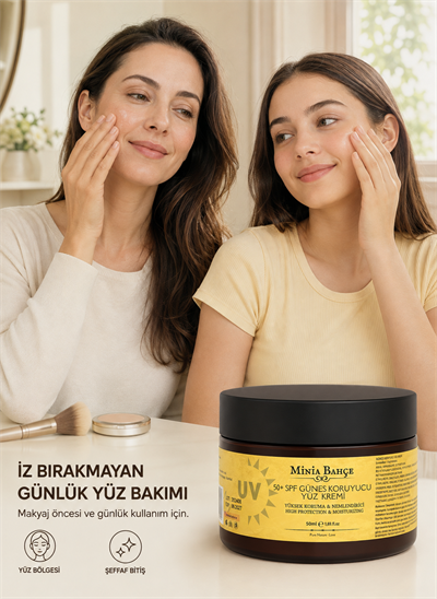 50 SPF Güneş Koruyucu Yüz  Kremi - 50 ml | %100 Doğal Filtreli