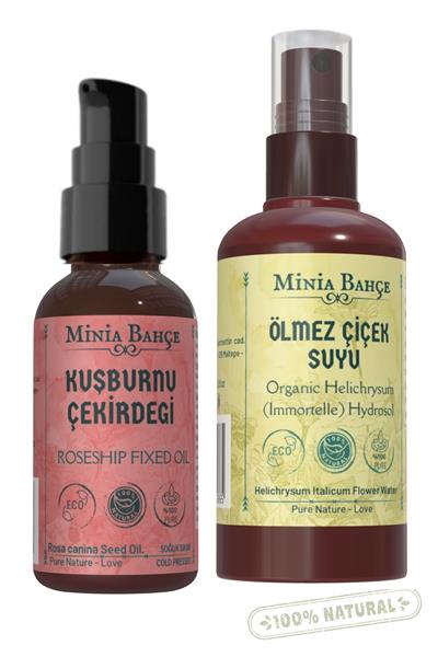 50ml Soğuk Sıkım Kuşburnu Çekirdeği Yağı, Ölmez Çiçek Suyu 150ml %100 Saf