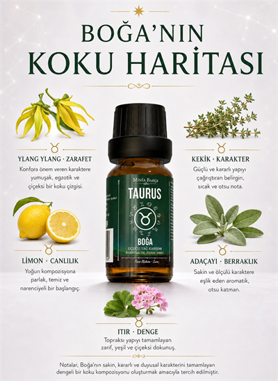 Aslan Burcu Uçucu Yağ Karışımı – Itır, Niaouli, Tarçın, Paçuli, Adaçayı ve Limon Uçucu Yağları, 10 ml