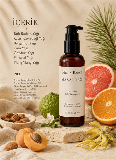 Bergamot Aromaterapi Masaj Yağı 100 ml | Çam, Greyfurt ve Portakal