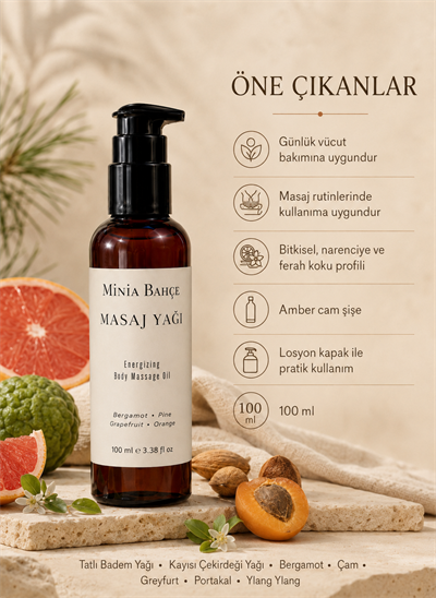 Bergamot Aromaterapi Masaj Yağı 100 ml | Çam, Greyfurt ve Portakal