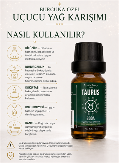 Boğa Burcu Uçucu Yağ Karışımı – Ylang Ylang, Kekik, Limon, Adaçayı ve Itır Uçucu Yağları, 10 ml