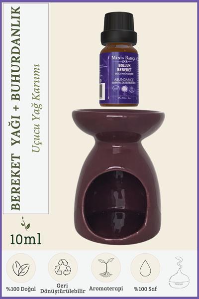 Bolluk-Bereket (Abundance) Uçucu Yağ Karışımı Özel Seri (10 ml) ve Buhurdanlık: Ruhsal ve Fiziksel Denge