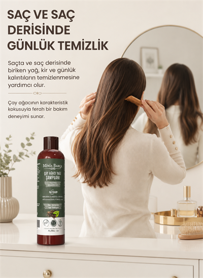 Çay Ağacı Şampuan – Çay Ağacı, Isırgan Otu ve Buğday Proteini İçeren Saç ve Saç Derisi Bakım Şampuanı, 400 ml