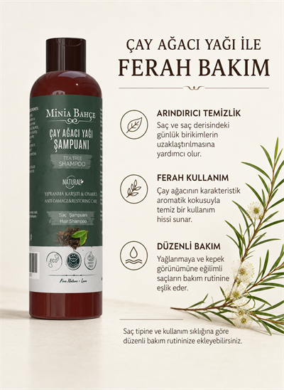 Çay Ağacı Şampuan – Çay Ağacı, Isırgan Otu ve Buğday Proteini İçeren Saç ve Saç Derisi Bakım Şampuanı, 400 ml