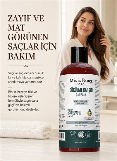 Dökülme Karşıtı Şampuan – Biotinoyl Tripeptide-1, Bezelye Filizi Ekstresi ve Biotin İçeren Saç Bakım Şampuanı, 400 ml