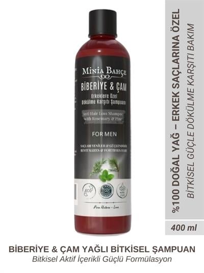 Erkeklere Özel Doğal Şampuan – Biberiye & Çam Özlü | Güçlendirici ve Arındırıcı Bakım – 400 ml