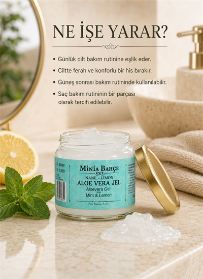 Nane ve Limonlu Aloe Vera Jel 75 g – Güneş, Tıraş ve Epilasyon Sonrası Cilt ve Saç Bakımı