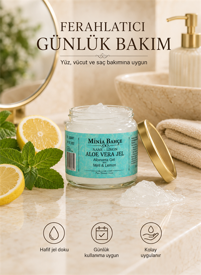 Nane ve Limonlu Aloe Vera Jel 75 g – Güneş, Tıraş ve Epilasyon Sonrası Cilt ve Saç Bakımı