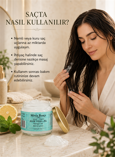 Nane ve Limonlu Aloe Vera Jel 75 g – Güneş, Tıraş ve Epilasyon Sonrası Cilt ve Saç Bakımı