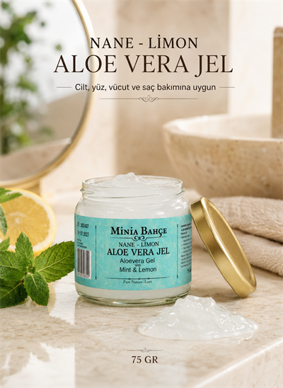 Nane ve Limonlu Aloe Vera Jel 75 g – Güneş, Tıraş ve Epilasyon Sonrası Cilt ve Saç Bakımı