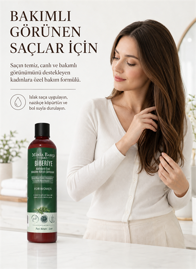 Kadınlara Özel Doğal Şampuan – Biberiye & Bitkisel Özler | Dökülme Karşıtı ve Saç Güçlendirici – 400 ml