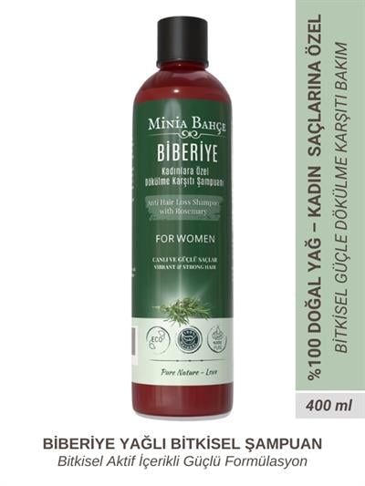 Kadınlara Özel Doğal Şampuan – Biberiye & Bitkisel Özler | Dökülme Karşıtı ve Saç Güçlendirici – 400 ml