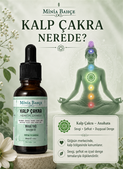 Kalp Çakra Masaj Yağı – 30 ml | Itır, Portakal, Lavanta ve Limon Yağlarıyla Masaj Bakımı
