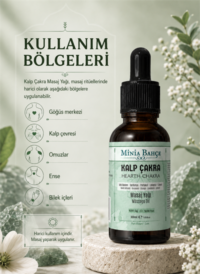Kalp Çakra Masaj Yağı – 30 ml | Itır, Portakal, Lavanta ve Limon Yağlarıyla Masaj Bakımı