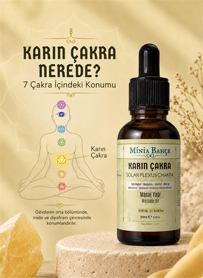 Karın Çakra Masaj Yağı – 30 ml | Mandalina, Greyfurt ve Biberiye Yağlarıyla Solar Pleksus Bakımı