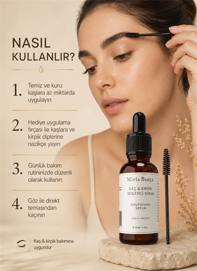Kaş ve Kirpik Bakım Serumu – 30 ml | Fırça Hediyeli Bitkisel Yağ Bakımı