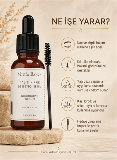 Kaş ve Kirpik Bakım Serumu – 30 ml | Fırça Hediyeli Bitkisel Yağ Bakımı