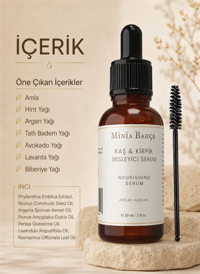 Kaş ve Kirpik Bakım Serumu – 30 ml | Fırça Hediyeli Bitkisel Yağ Bakımı