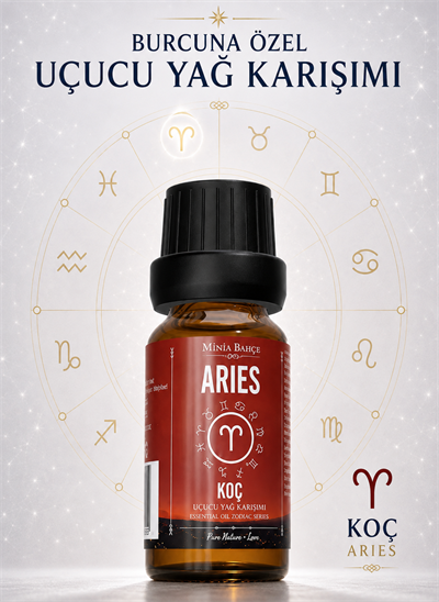 Koç Burcu Uçucu Yağ Karışımı – Sandal Ağacı, Nane, Itır, Paçuli ve Tarçın Kabuğu Uçucu Yağları, 10 ml