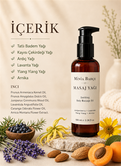 Minia Bahçe Lavanta Masaj Yağı – 100 ml | Bitkisel Yağlarla Vücut ve Masaj Bakımı