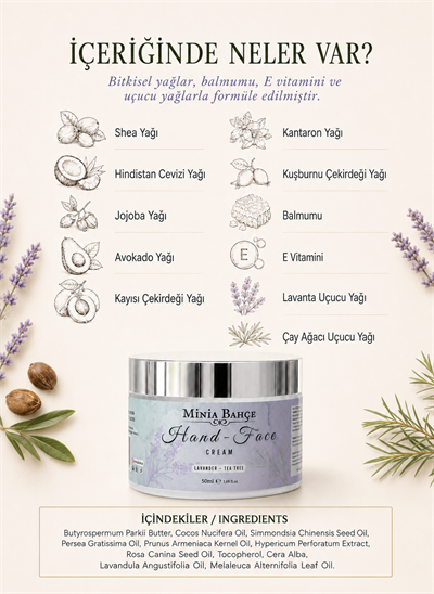 Lavanta & Çay Ağacı El ve Yüz Kremi – 50 ml