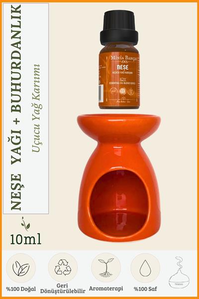 Neşe (JOY) Uçucu Yağ Karışımı Özel Seri (10 ml) ve Buhurdanlık: Ruh, Beden ve Zihin Dengesi