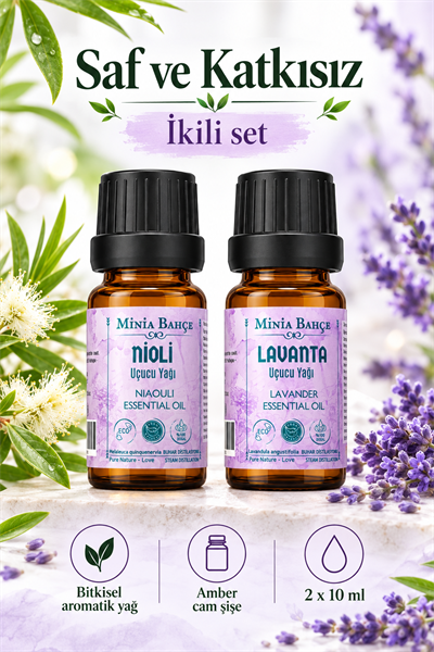 Nioli (Niaouli) & Lavanta Uçucu Yağ Seti – 10 ml x 2 | %100 Saf