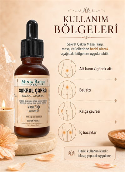 Sakral Çakra Masaj Yağı – 30 ml | Sandal, Portakal, Lavanta ve Ylang Ylang Yağlarıyla Masaj Bakımı