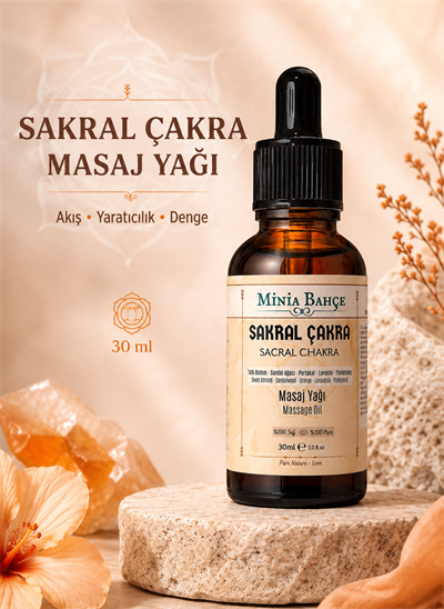 Sakral Çakra Masaj Yağı – 30 ml | Sandal, Portakal, Lavanta ve Ylang Ylang Yağlarıyla Masaj Bakımı