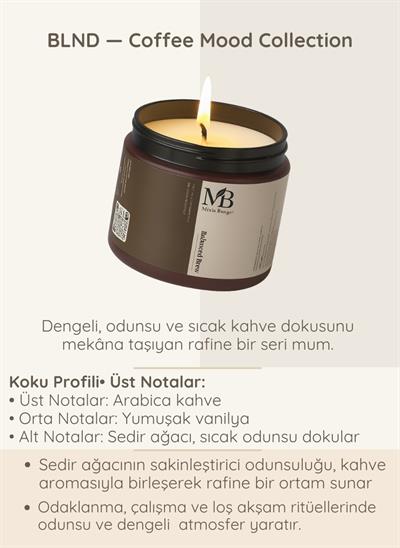 BLND – Kahve, Vanilya & Sedir Kokulu Doğal Soya Mum | 100 g