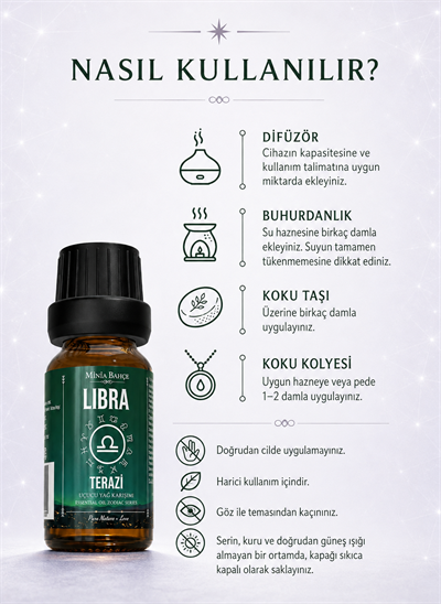Terazi Burcu Uçucu Yağ Karışımı – Karanfil, Çam, Biberiye ve Sedir Uçucu Yağları, 10 ml