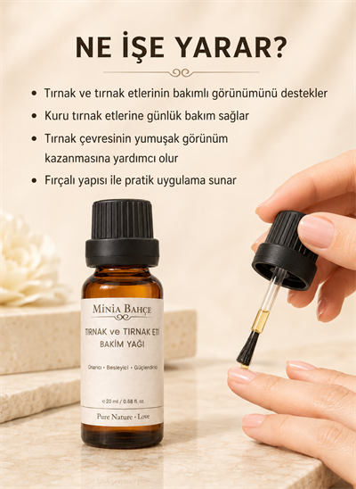 Minia Bahçe Tırnak ve Tırnak Eti Bakım Yağı – 20 ml | Fırçalı Aplikatörle Yoğun Bakım