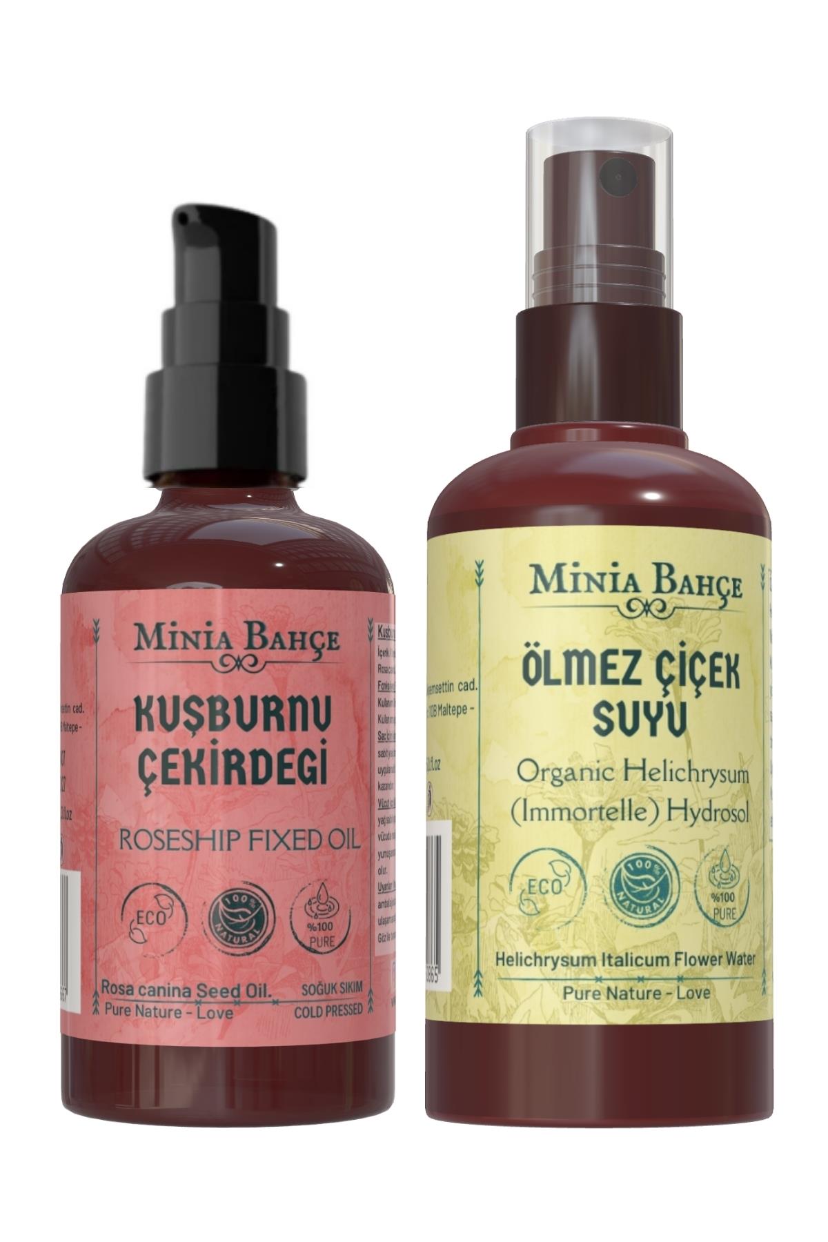 100ml Kuşburnu Çekirdeği Yağı, Organik Ölmez Çiçek Suyu 150ml
