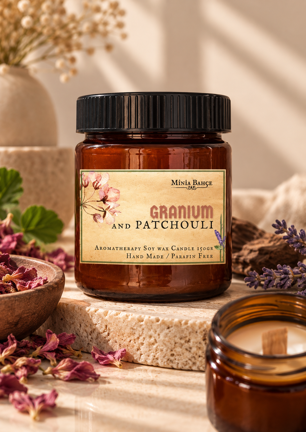 Aromaterapi Soya Mum, Sardunya Uçucu Yağı-paçuli Uçucu Yağı, 150gr