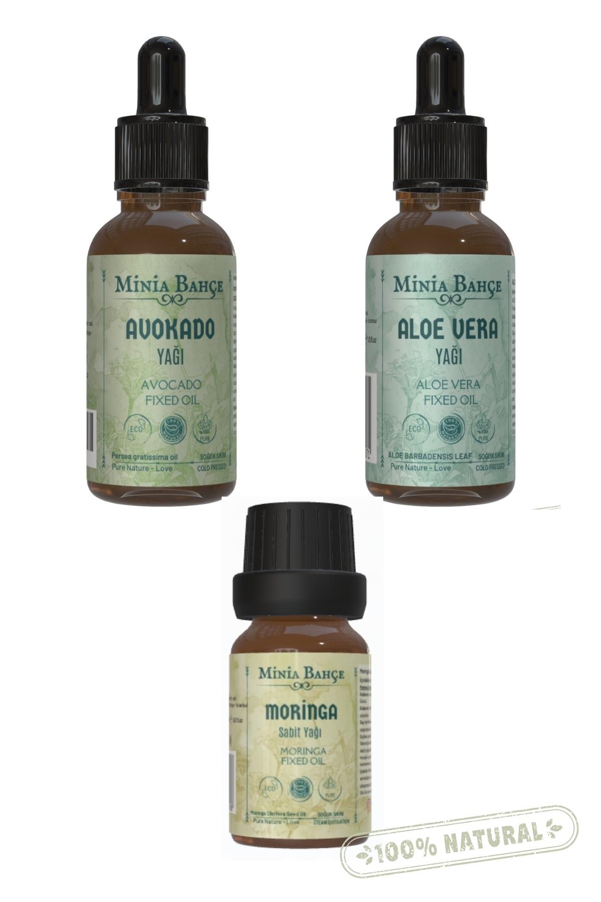 Avokado Yağı 30ml, Aloevera Yağı 30ml, Moringa Yağı 10ml, %100saf