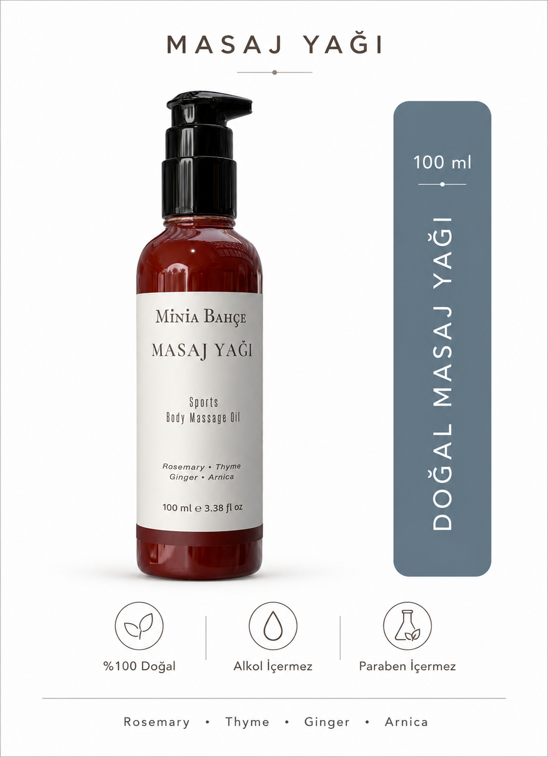 Biberiye Aromaterapi Masaj Yağı 100 ml | Kekik ve Zencefil
