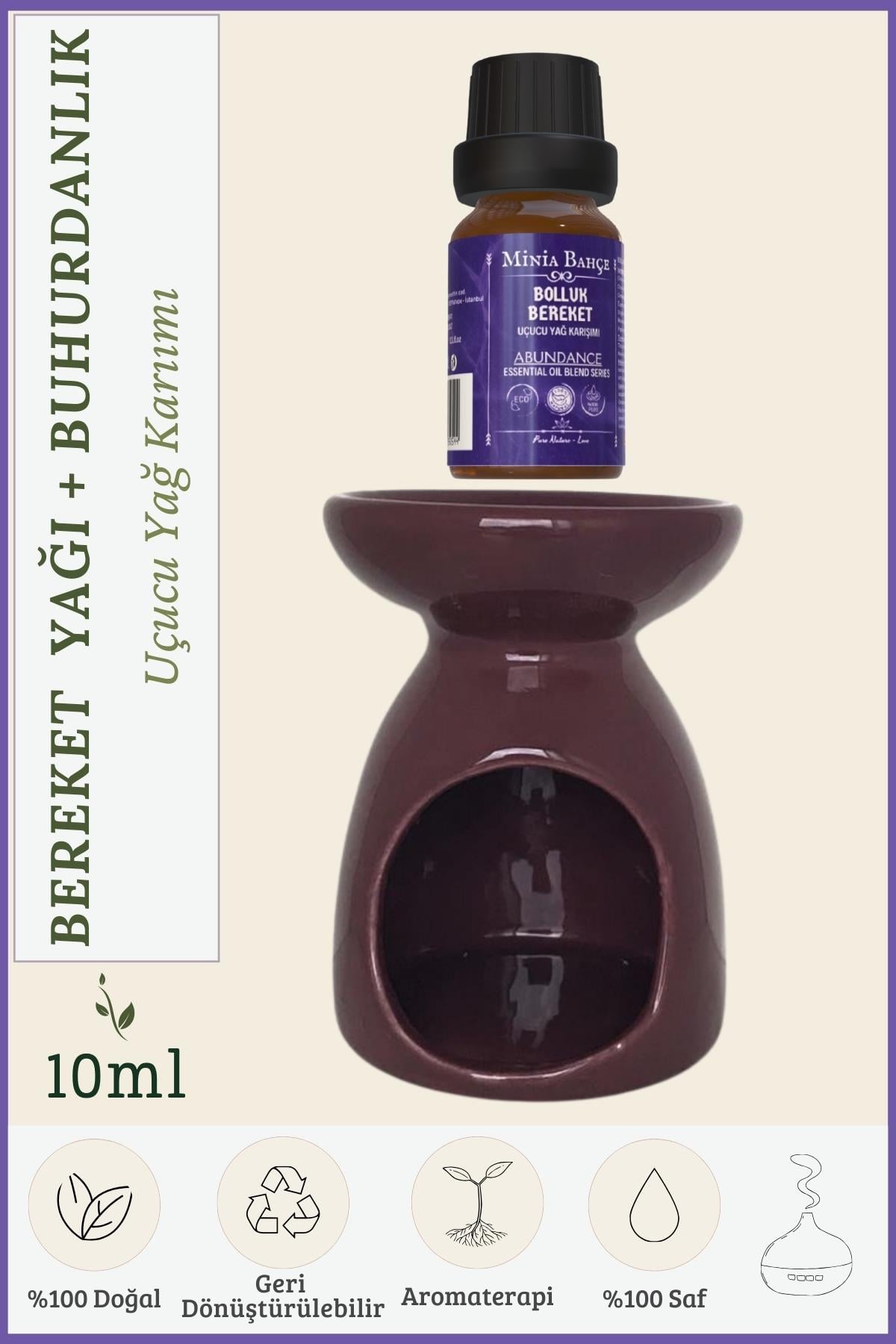 Bolluk-Bereket (Abundance) Uçucu Yağ Karışımı Özel Seri (10 ml) ve Buhurdanlık: Ruhsal ve Fiziksel Denge